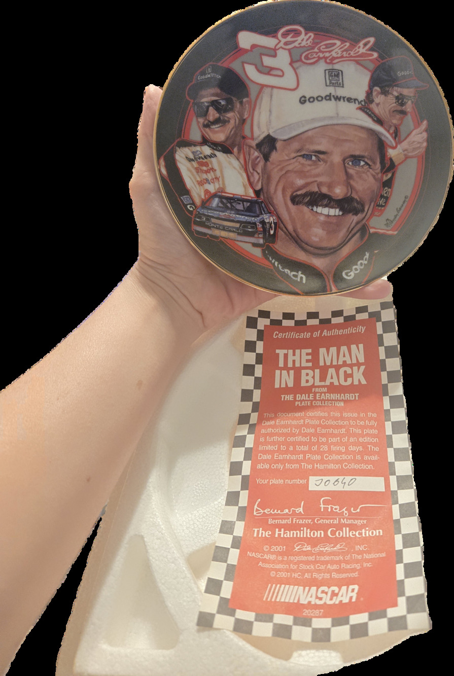 Dale Earnhardt "The Man In Black" Collector Plate Hamilton Collection COA nascar